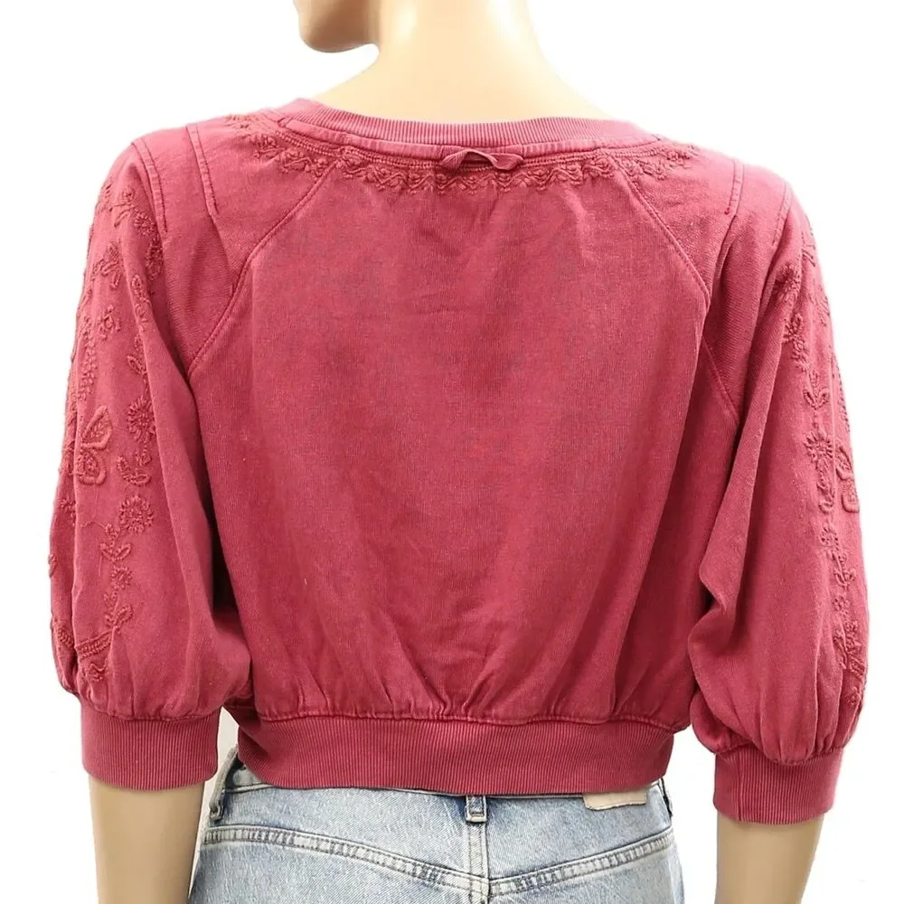 Free People Intimately Feeling Special Pullover Blouse Top Embroidered XL 286928